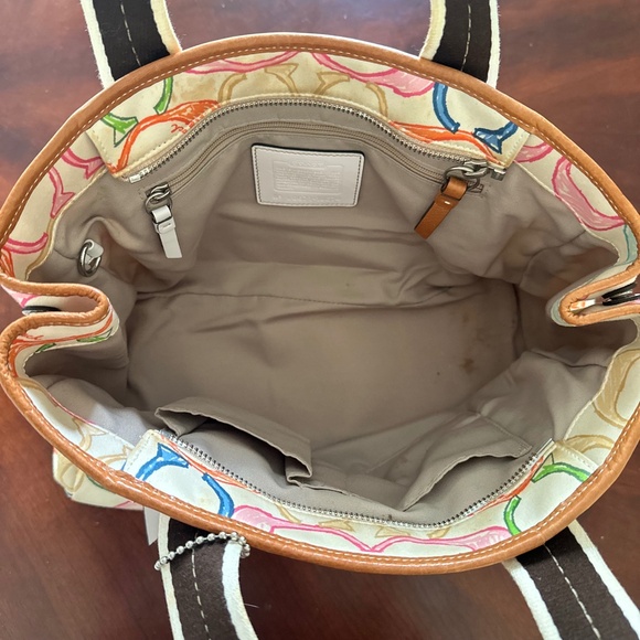 Coach Hampton Scribble Canvas Bag Tote Multicolor Y2K *FLAWED* - Picture 11 of 16